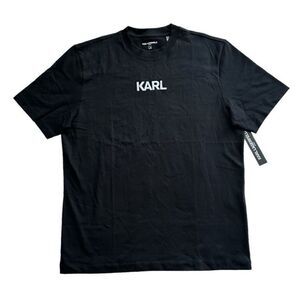 NWT Karl Lagerfeld Paris Men's Graphic Logo T-Shirt Black Multi Size XL Designer